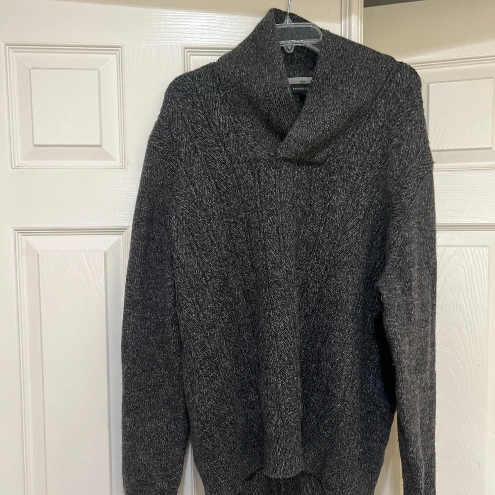 Banana Republic Men Size XL gray shawl‎ Neck Lambs Wool Casual work preppy smart